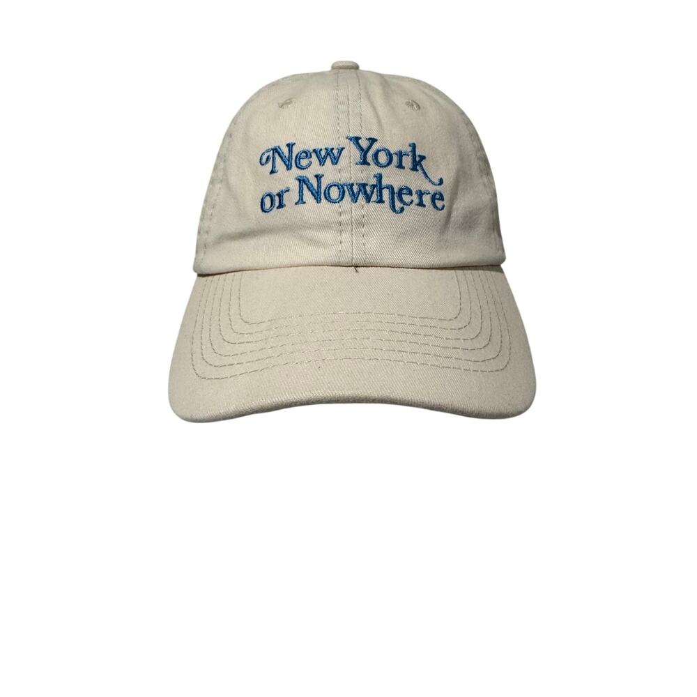 New York or Nowhere Embroidered Beige Baseball Cap
